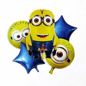 Minions Yellow Blue Balloons Set 5 Pieces NWT